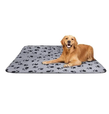 Electomania Chiot Couverture Coussin Chien Chat Polaire Couvertures Pet Sleep Mat Pad Bed Cover Paw Print Chaton Doux Chaud Couverture Animaux (Gris, Moyen)