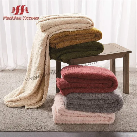 Vente en gros Super 100%Polyester Blanket Soft Throw Solid Sherpa Throw Warm Blanket