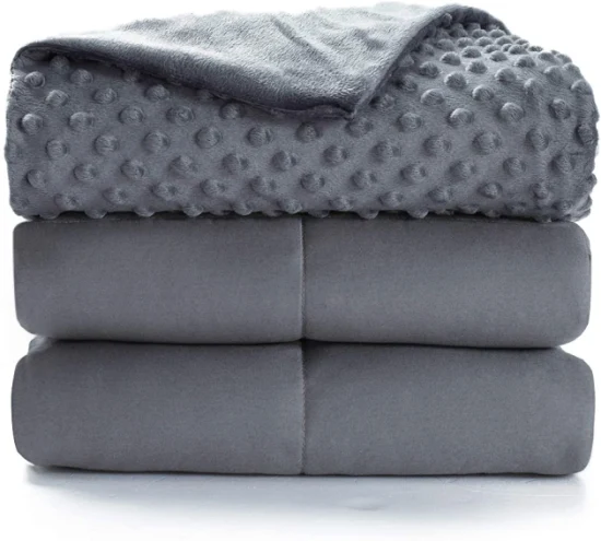 Échantillon de personnalisation Couverture lestée à double couche Minky Couverture en coton Couverture lestée douce de couleur grise personnalisée