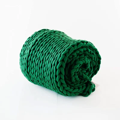 Couverture lestée tricotée (152,4 x 203,2 cm 9,1 kg) couverture lourde en tricot épais pour adultes, sans perles, lavable en machine.